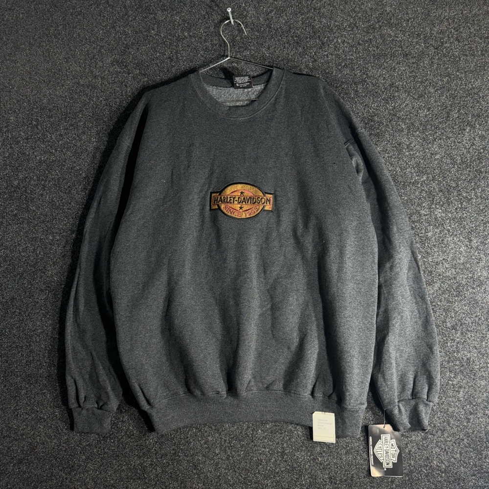 Harley-Davidson Charcoal Crewneck Sweatshirt NWT Gray XL Embroidered